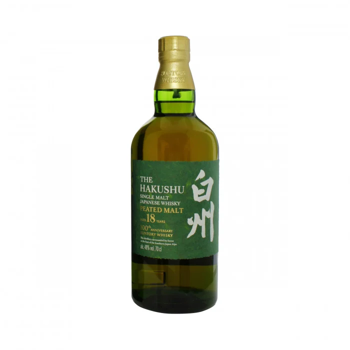 Hakushu 18 Year Peated Malt Suntory 100th Anniversary limited edition Japanese whisky bottle