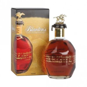 Blanton’s Gold Edition single barrel bourbon whiskey bottle premium Kentucky bourbon collectible horse stopper