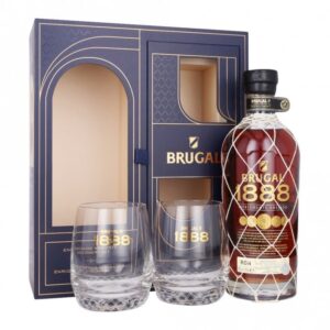 Brugal 1888 rum gift pack with two glasses premium set