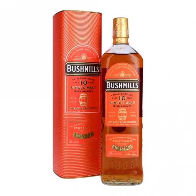 Bushmills 10 Year Old Sherry Cask Irish whiskey single malt bottle