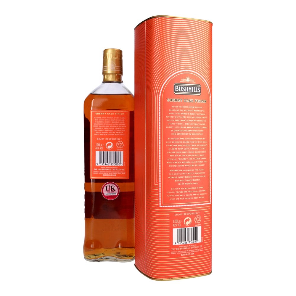 Bushmills 10 Year Old Sherry Cask Irish whiskey single malt bottle
