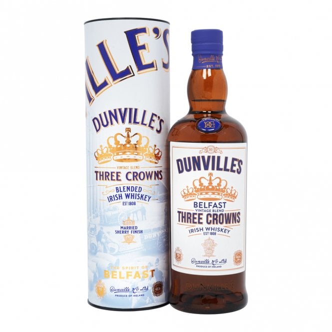 Dunville’s Three Crowns Irish whiskey bottle blended whiskey