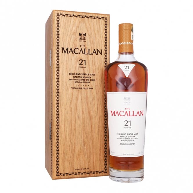 Macallan 21 Year Old Colour Collection premium Speyside single malt Scotch whisky bottle natural color series