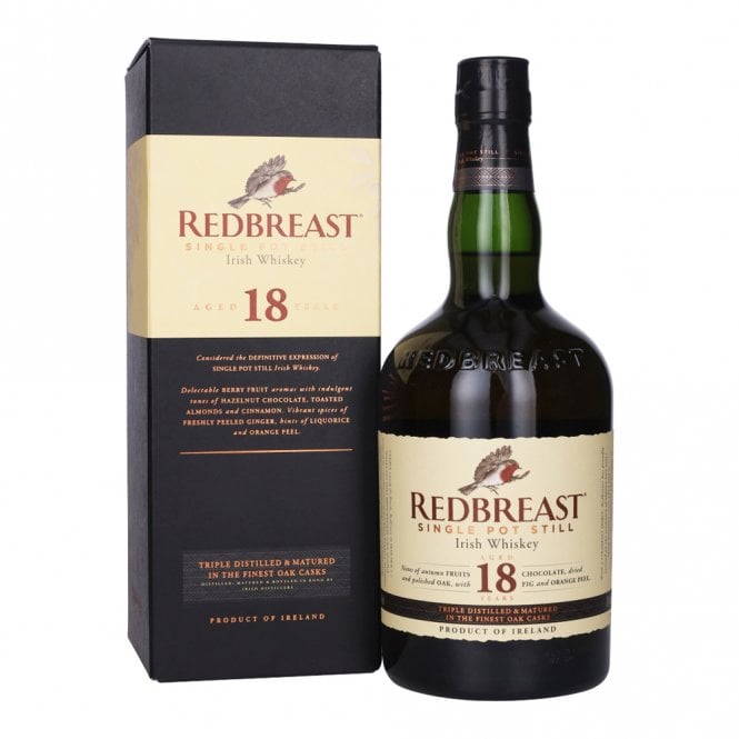 Redbreast 18 Year Old Irish whiskey single pot still premium bottle